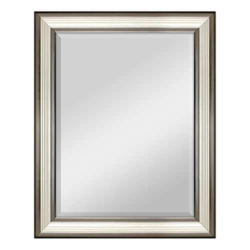 MCS 45,7 x 61 cm geriffelter Spiegel, 45,7 x 61 cm, zweifarbig, warmes Zinn und Silber von MCS
