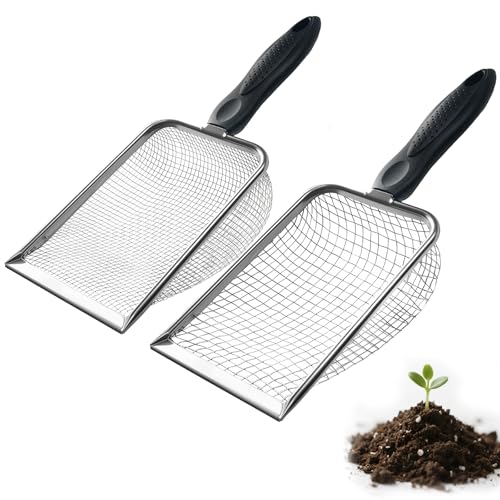 MCSDFN 2-in-1-Boden-Sieb-Set mit 3,8/5 mm Sieben – robustes Gartensieb & Schaufel für Kompost, Sand, Schmutz – Edelstahl & ergonomischer Griff von MCSDFN