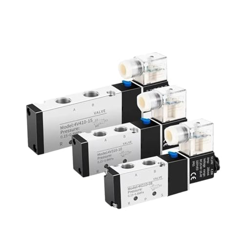 1 Stück 4V110-06 4V210-08 4V310-10 4V410-15 Elektromagnetisches Zwei-Positionen-Fünfwege-Pneumatikventil 1/4 DC12V DC24V Magnetventil 5/2(AC220V,4V310-10) von MCSEROST