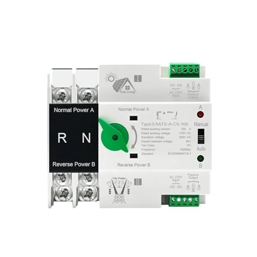 2P 4P DIN-Schienen-ATS for Photovoltaik und Wechselrichter, Dual-Stromversorgung, automatischer Übertragungsauswahlschalter, Non-Stop 100 A, 220 V, 110 V(2P,AC220V) von MCSEROST