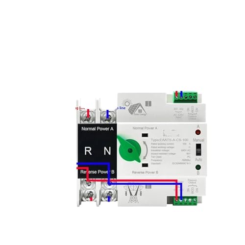 Einphasen-Schiene ATS PV 2P 4P 100A AC 110V 220V Dual-Power-Automatik-Transfer-Auswahlschalter unterbrechungsfrei(City Grid-PV Energy,2P AC 220V) von MCSEROST