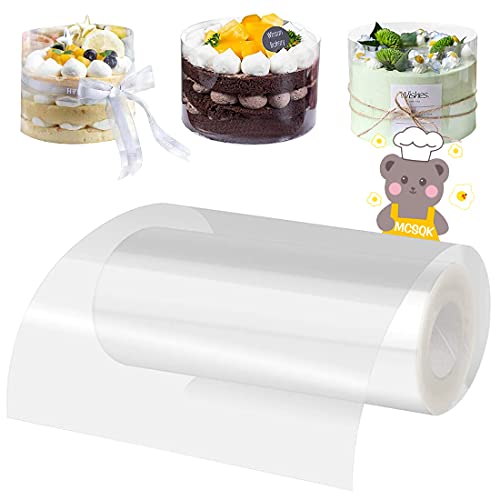 MCSQK Tortenrandfolie, 15cm x 10m Kuchen Kragen Transparent Acetat Rolle Kuchen Halsbänder, Tortenfolie Torten Verpackung Folie Cake Collars für Tortendeko Mousse Schokolade Dessertringe Dekoration von MCSQK