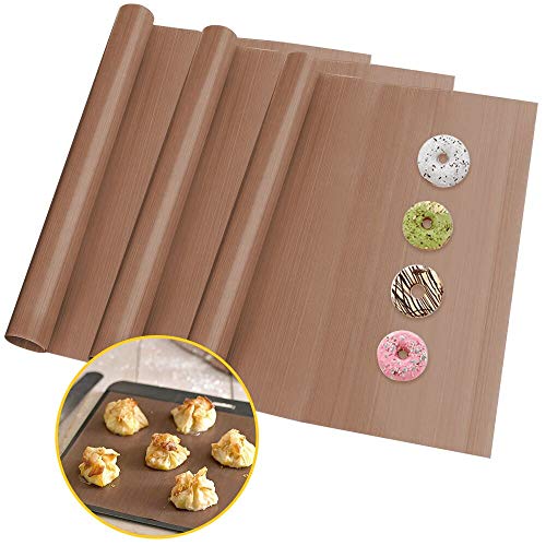 Premium Dauerbackfolie, 3 Stück Backpapier Wiederverwendbar 3er Set Hitzebeständig Backmatte Backfolie, 40 * 50 cm Teflonfolien Hitze Druck Transfer Geruchlos Antihaft Handwerk Matte Grillmatte von MCSQK