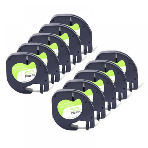 MCUXMVUMI 12 mm mehrfarbige Kunststoff-Etikett-Klebeband, kompatibel mit Etiketthersteller in 10 20 30 50pcs Models 91331 91201 Kompatibel mit LT100H LT-100T(White-10pcs) von MCUXMVUMI