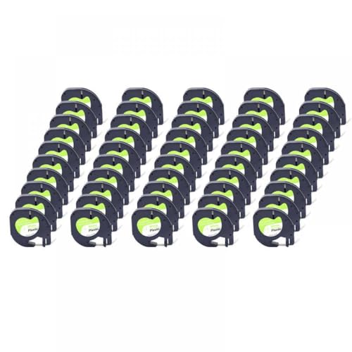 MCUXMVUMI 12 mm mehrfarbige Kunststoff-Etikett-Klebeband, kompatibel mit Etiketthersteller in 10 20 30 50pcs Models 91331 91201 Kompatibel mit LT100H LT-100T(White-50pcs) von MCUXMVUMI