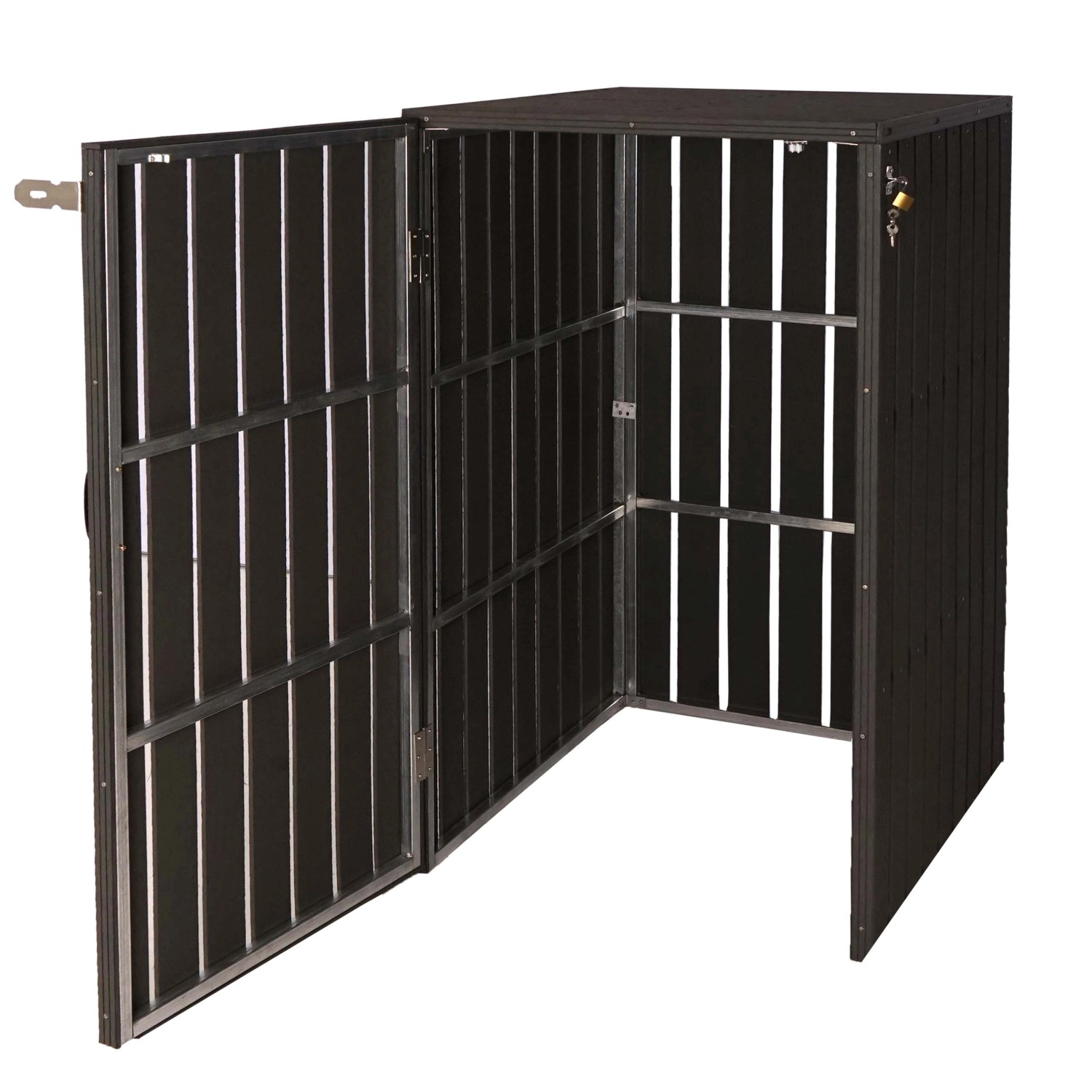 MCW 1-/2er WPC-Mülltonnenverkleidung J28 Anthrazit 115x77x97cm MCW 1-/2er WPC-Mülltonnenverkleidung J28 Anthrazit 115x77x97cm von MCW