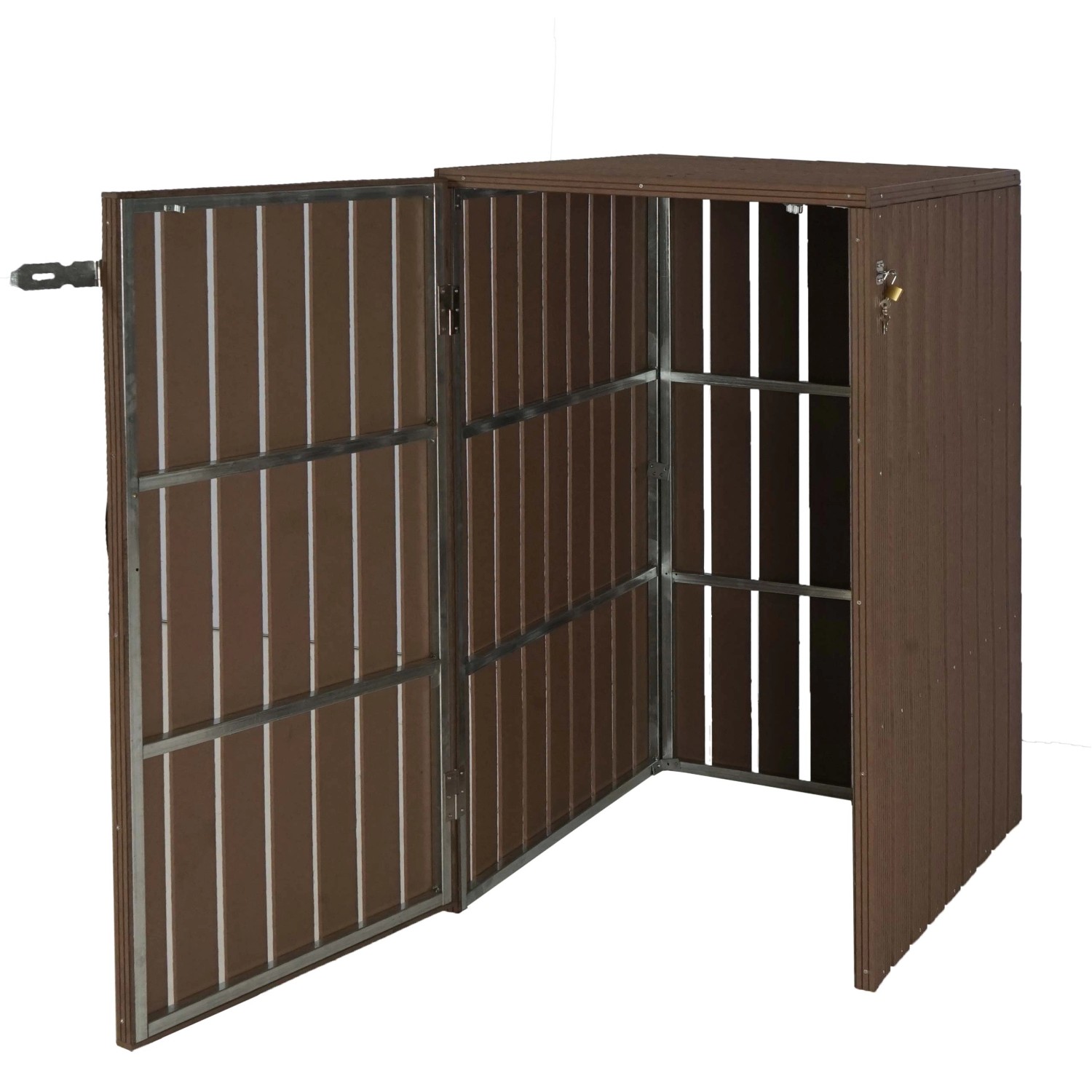 MCW 1-/2er WPC-Mülltonnenverkleidung J28 Braun 115x77x97cm MCW 1-/2er WPC-Mülltonnenverkleidung J28 Braun 115x77x97cm von MCW