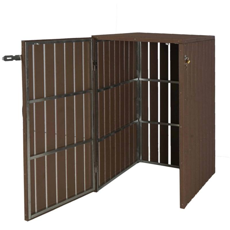 MCW 1-/2er WPC-Mülltonnenverkleidung J28 Braun 115x77x97cm von MCW