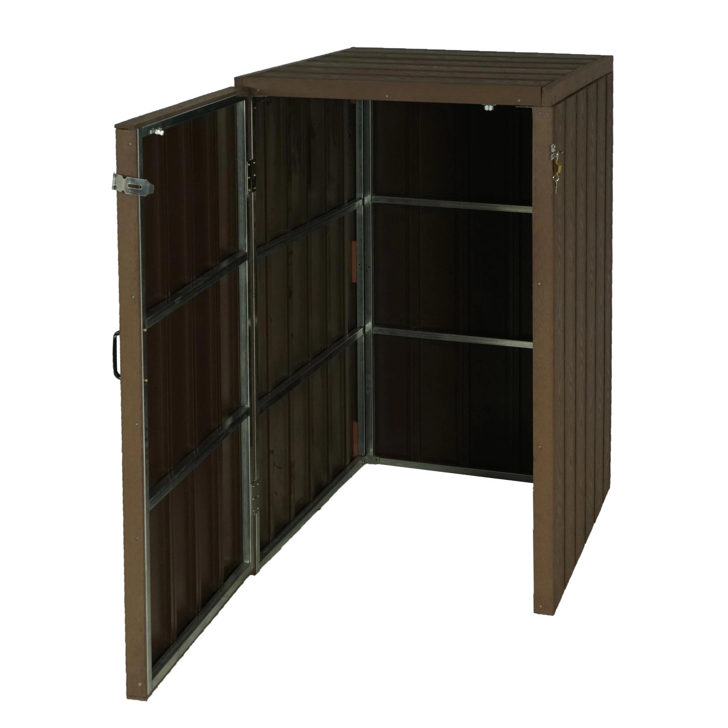 MCW 1-/2er WPC-Mülltonnenverkleidung J28 Braun 117x80x105cm von MCW