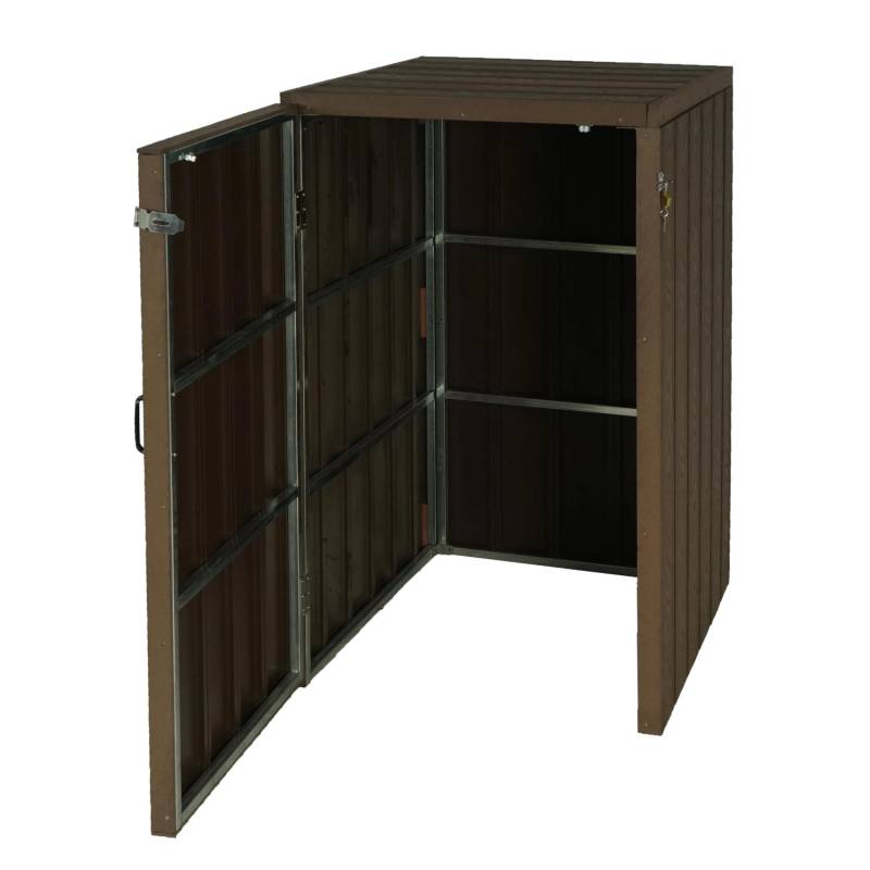 MCW 1-/2er WPC-Mülltonnenverkleidung J28 Braun 117x80x105cm von MCW
