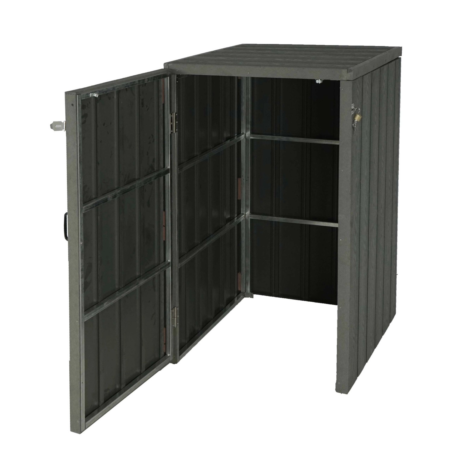 MCW 1-/2er WPC-Mülltonnenverkleidung J28 Grau 117x80x105cm MCW 1-/2er WPC-Mülltonnenverkleidung J28 Grau 117x80x105cm von MCW
