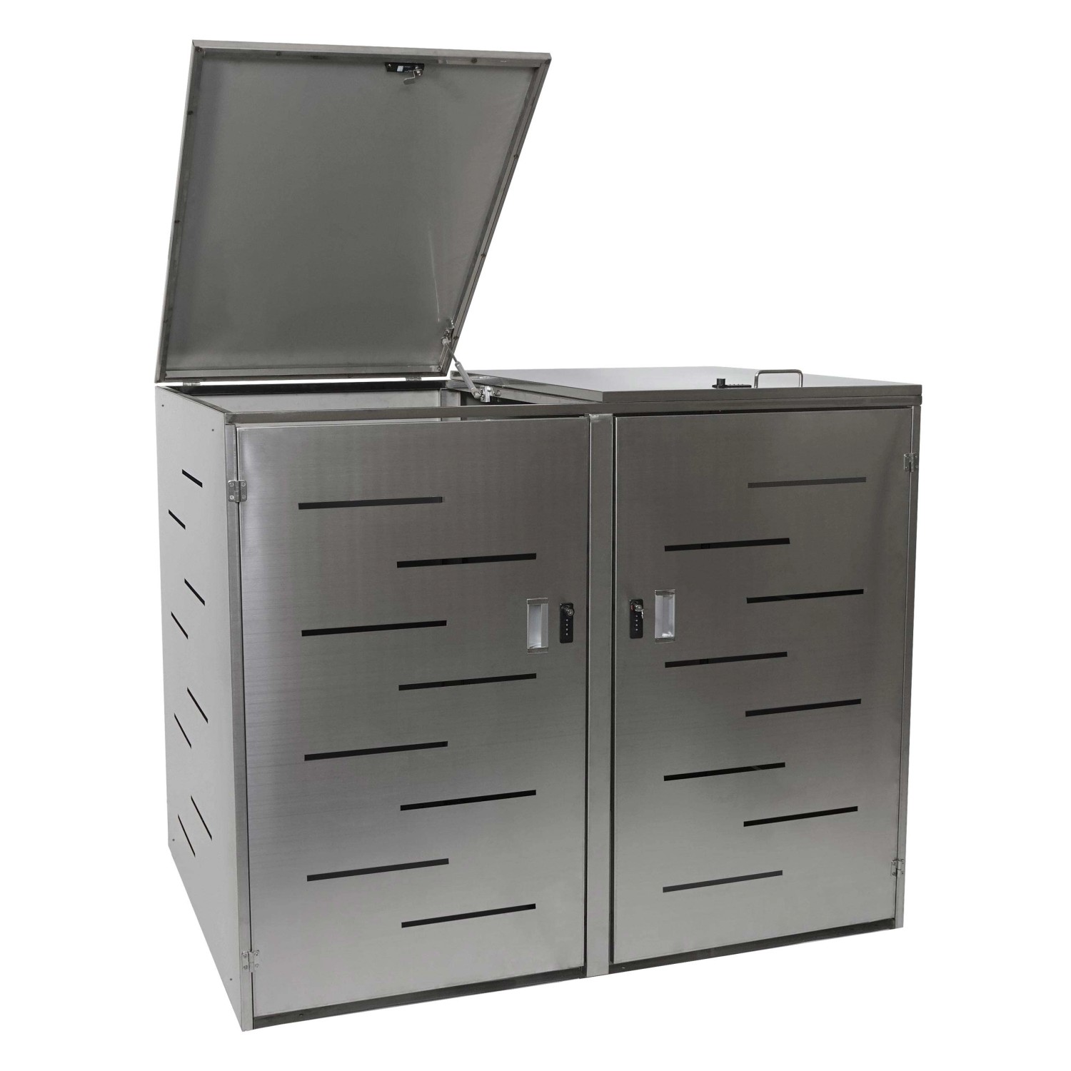 MCW 2er-/4er-Mülltonnenverkleidung E83 Edelstahl 50kg 116x141x98cm Silber MCW 2er-/4er-Mülltonnenverkleidung E83 Edelstahl 50kg 116x141x98cm Silber von MCW