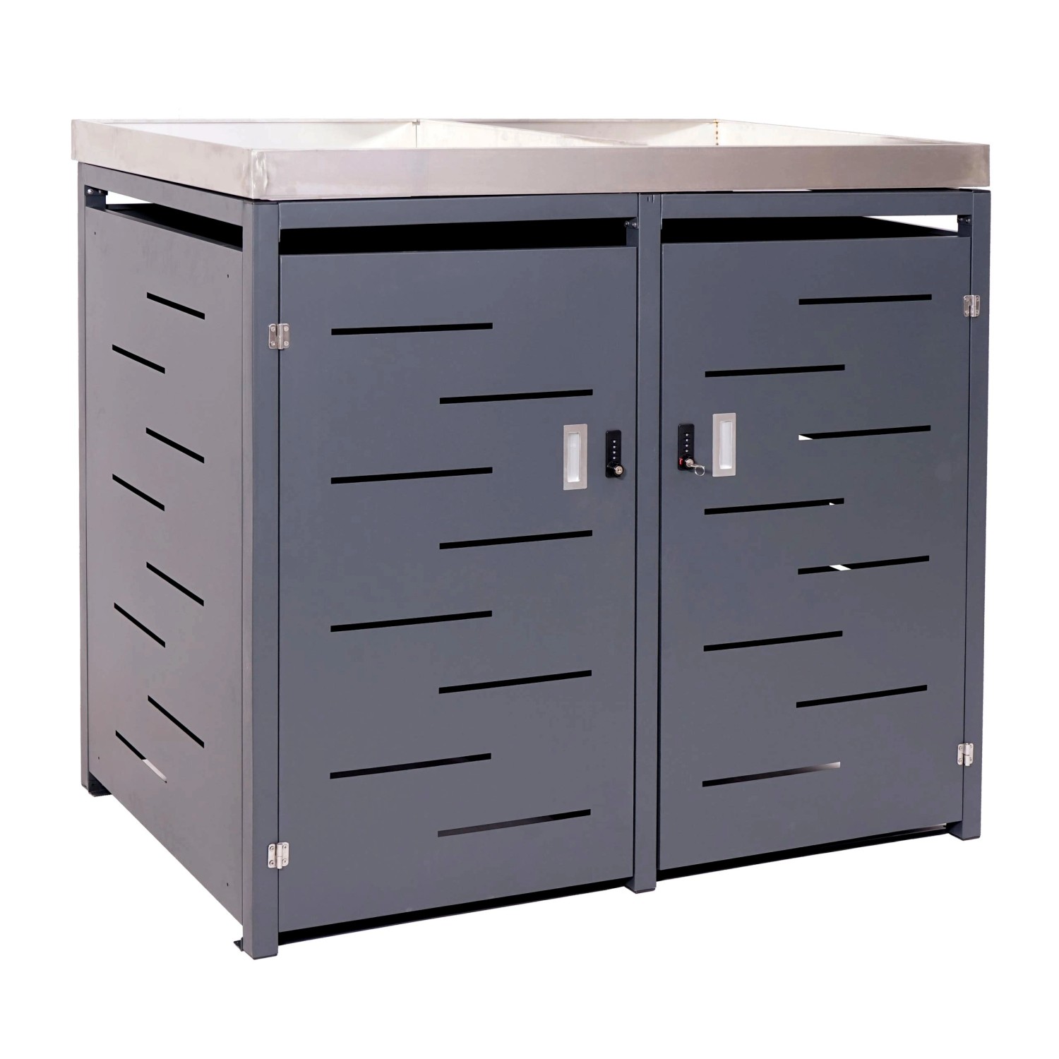 MCW 2er-/4er-Mülltonnenverkleidung H40 125x140x102cm Anthrazit MCW 2er-/4er-Mülltonnenverkleidung H40 125x140x102cm Anthrazit von MCW