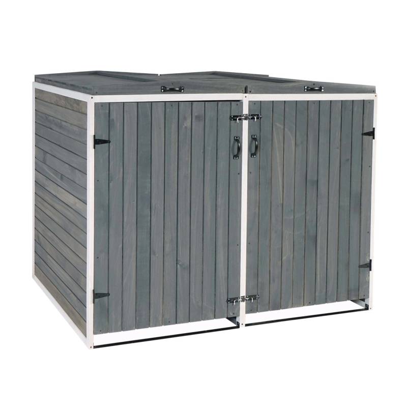 MCW 2er-/4er-Mülltonnenverkleidung H74 Grau-Weiß 126x158x98cm von MCW