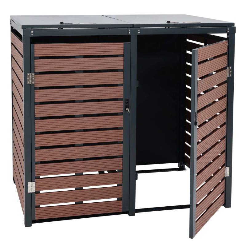 MCW 2er-/4er-Mülltonnenverkleidung K14 Walnuss-Holzoptik 119x140x102cm von MCW