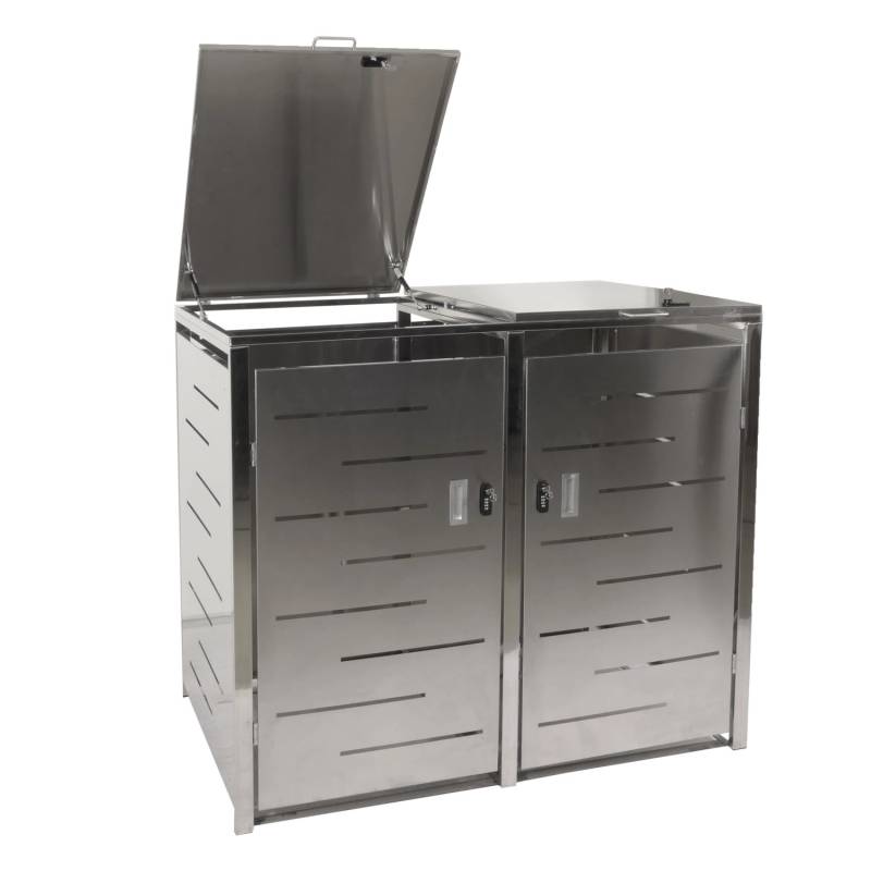 MCW 2er-Mülltonnenverkleidung E83 Edelstahl 48kg 117x131x80cm Silber MCW 2er-Mülltonnenverkleidung E83 Edelstahl 48kg 117x131x80cm Silber von MCW