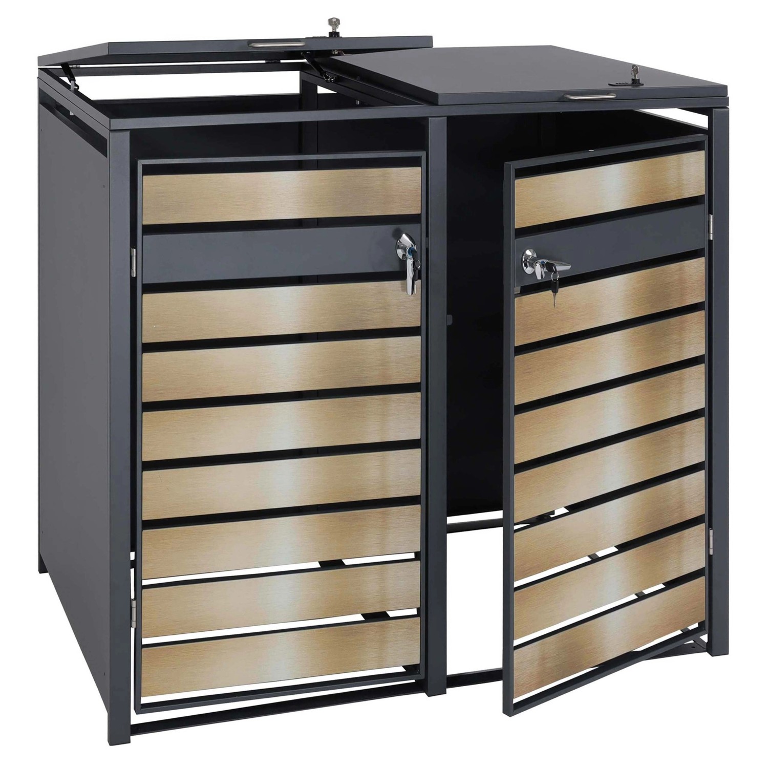 MCW 2er-Mülltonnenverkleidung J81 Gold 117x142x98cm MCW 2er-Mülltonnenverkleidung J81 Gold 117x142x98cm von MCW
