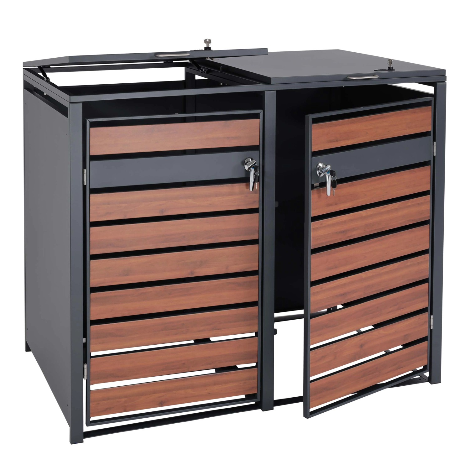 MCW 2er Mülltonnenverkleidung J81 Kirsche-Holzoptik Dunkelbraun 117x132x80cm MCW 2er Mülltonnenverkleidung J81 Kirsche-Holzoptik Dunkelbraun 117x132x80cm von MCW