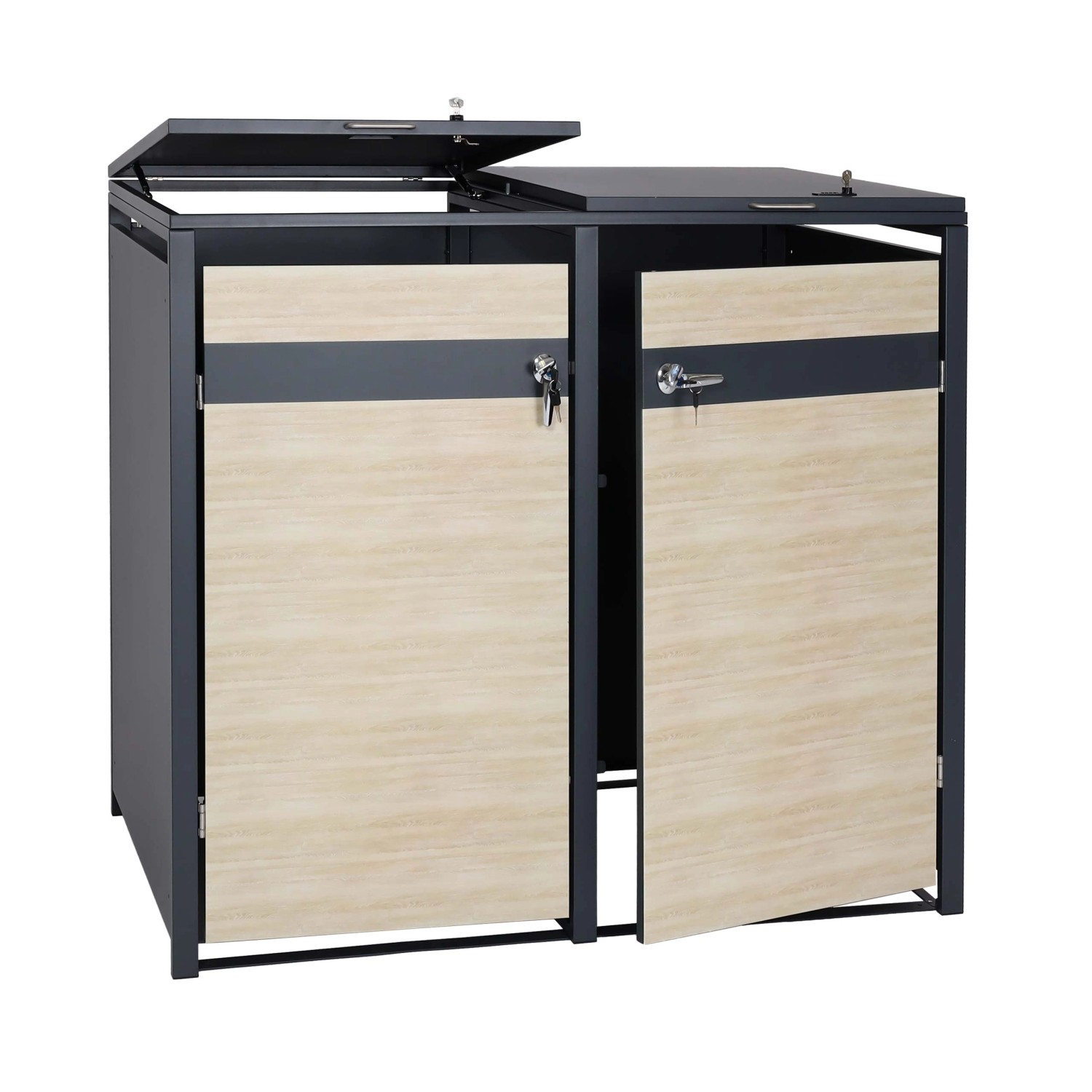 MCW 2er Mülltonnenverkleidung J82 Buche-Holzoptik Hellbraun 117x132x80cm MCW 2er Mülltonnenverkleidung J82 Buche-Holzoptik Hellbraun 117x132x80cm von MCW