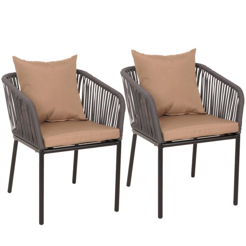 MCW 2er-Set Gartenstuhl N41 anthrazit Kissen Taupe von MCW