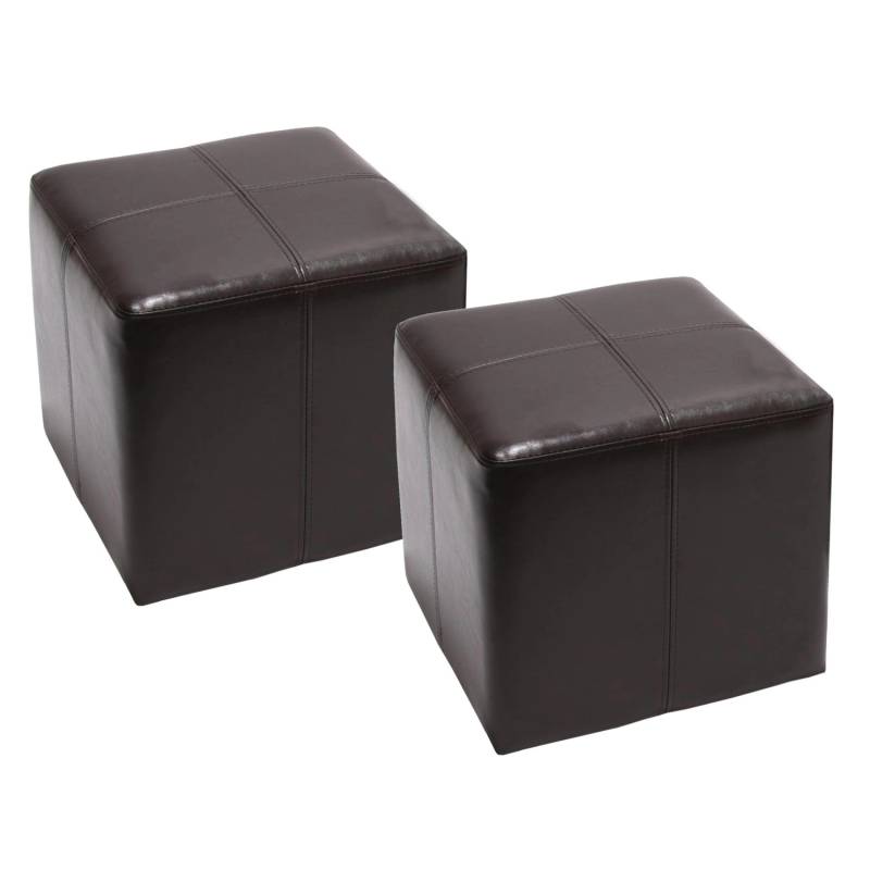 MCW 2er-Set Sitzhocker Carrara Leder mit Kunstleder 36x36x36cm Braun von MCW