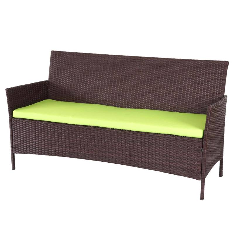 MCW 3-Sitzer Poly-Rattan Gartenbank Hamar Braun-meliert Kissen Grün MCW 3-Sitzer Poly-Rattan Gartenbank Hamar Braun-meliert Kissen Grün von MCW