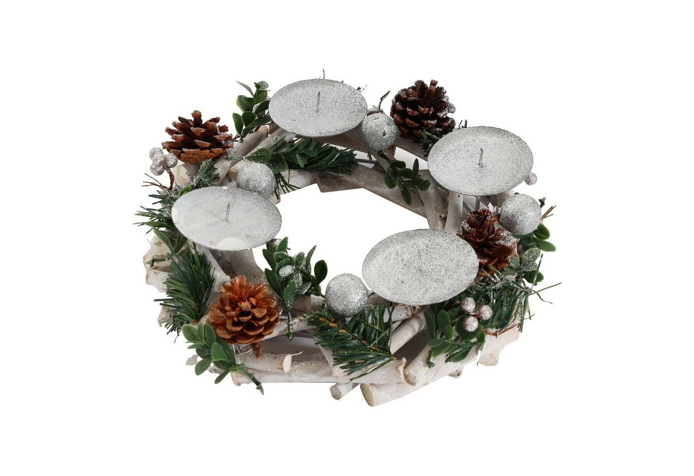MCW Adventskranz MCW-M12, In festlichem Silber-Look MCW Adventskranz MCW-M12, In festlichem Silber-Look von MCW