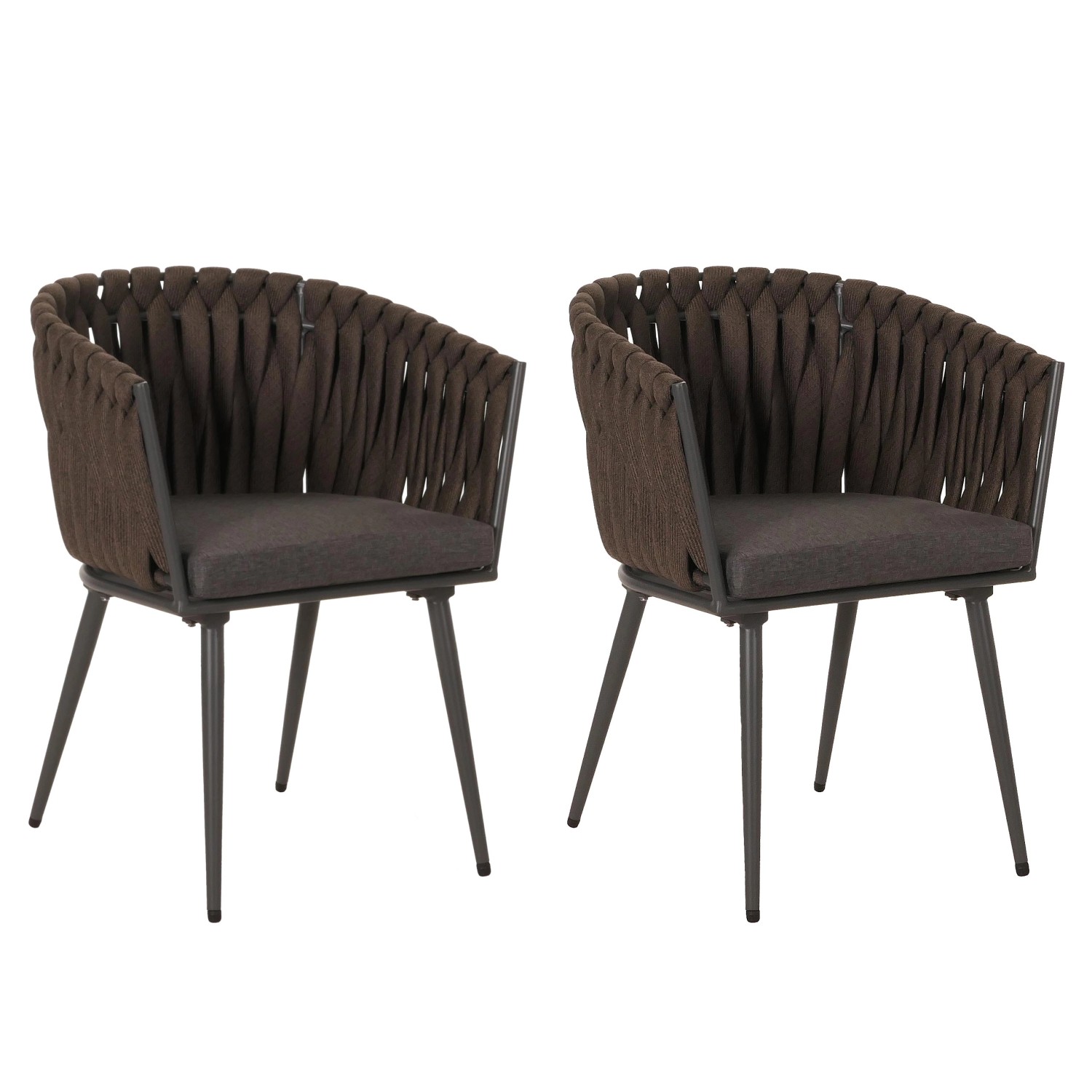 MCW Alu-Esszimmerstuhl N38 2er-Set Braun Kissen Dunkelgrau von MCW
