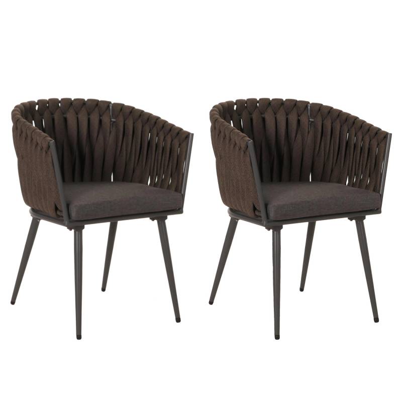 MCW Alu-Esszimmerstuhl N38 2er-Set Braun Kissen Dunkelgrau von MCW