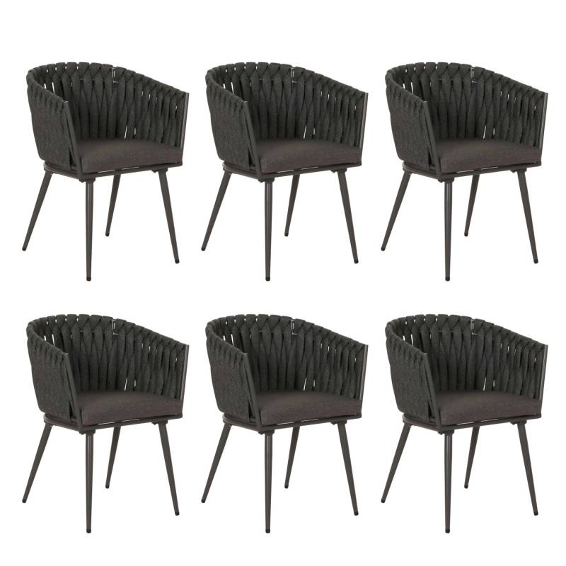 MCW Alu-Esszimmerstuhl N38 6er-Set Anthrazit Kissen Dunkelgrau von MCW