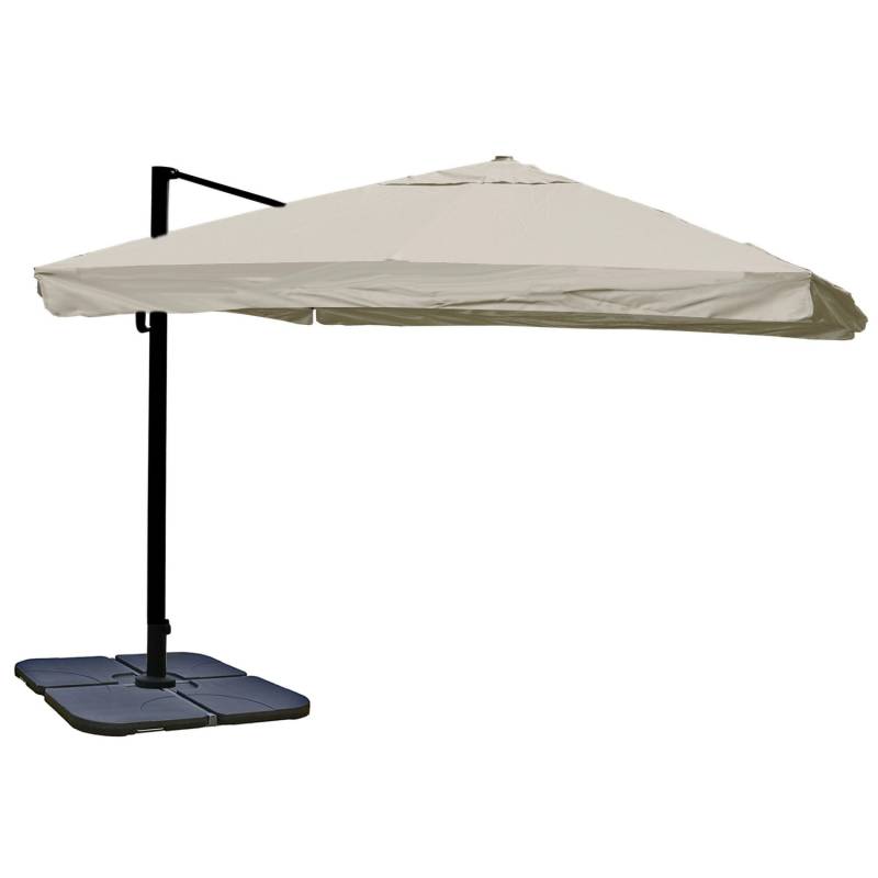 MCW Ampelschirm A96 3,5x3,5m Alu Flap Creme-Grau mit Ständer von MCW