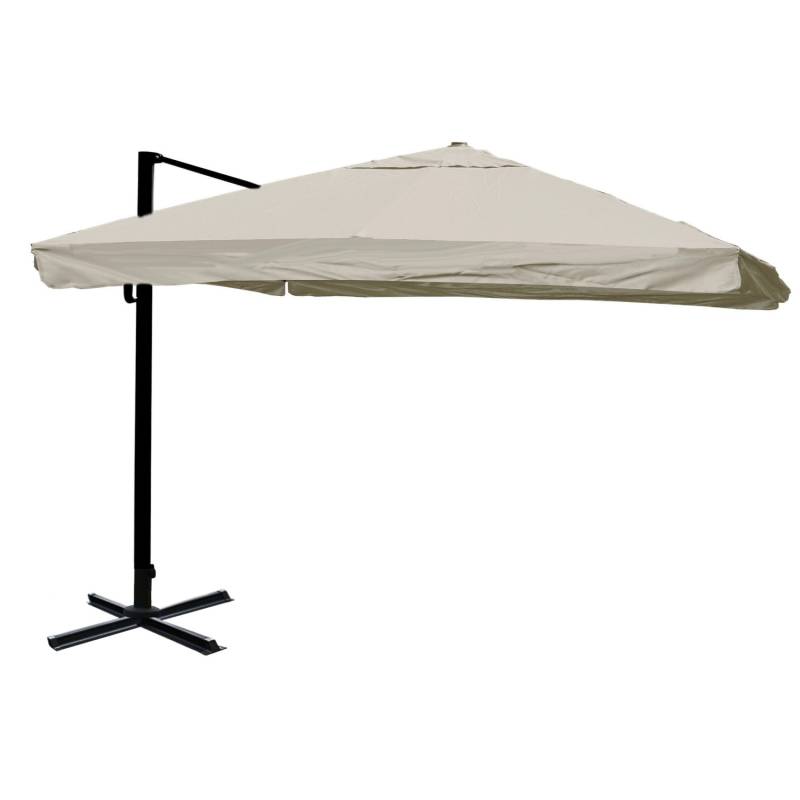 MCW Ampelschirm A96 3,5x3,5m Alu Flap Creme-Grau ohne Ständer Drehbar von MCW