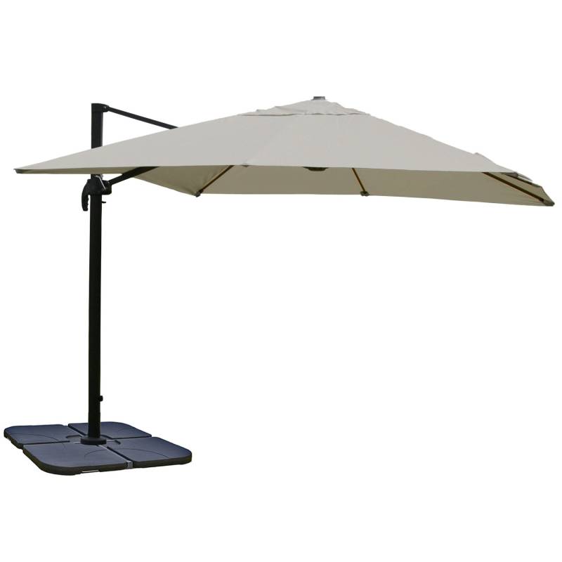 MCW Ampelschirm A96 3x3m Alu/Stahl Creme-Grau mit Ständer Drehbar von MCW