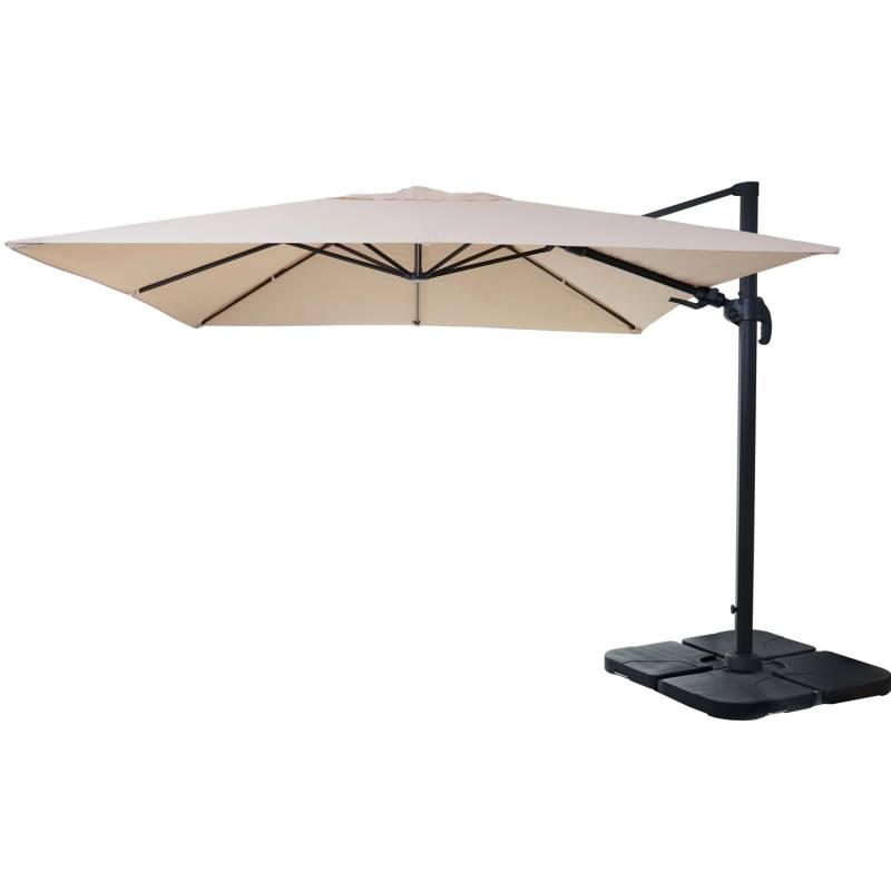 MCW Ampelschirm A96 3x3m Alu/Stahl Creme mit Ständer Drehbar von MCW