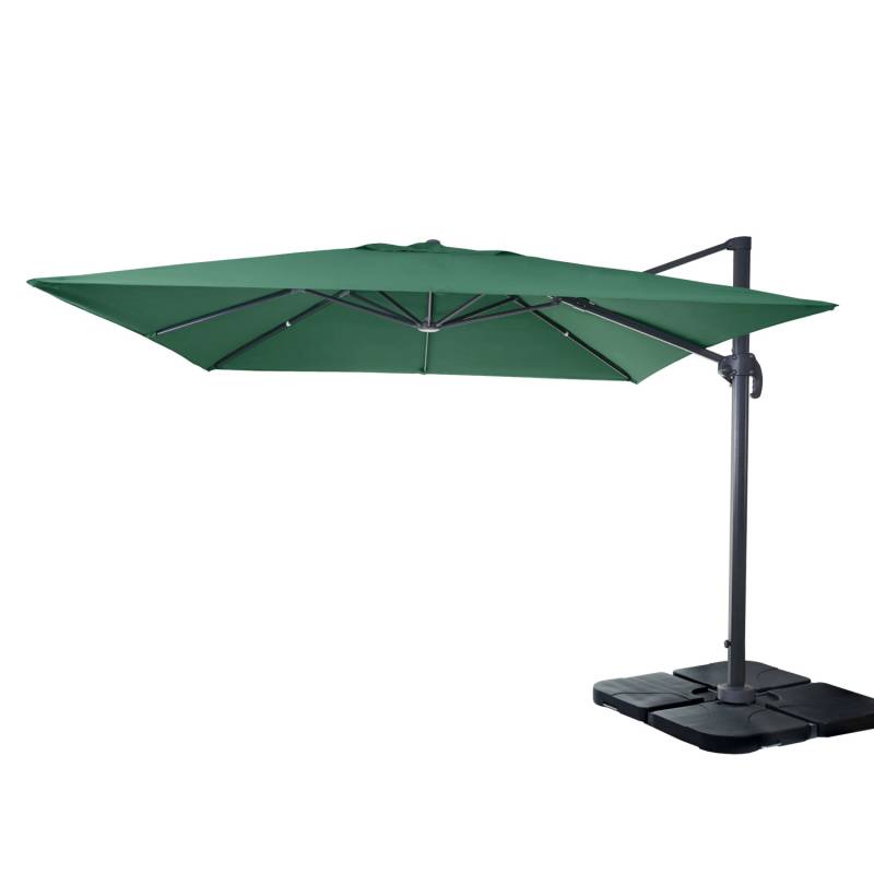 MCW Ampelschirm A96 3x3m Alu/Stahl Dunkelgrün mit Ständer Drehbar von MCW