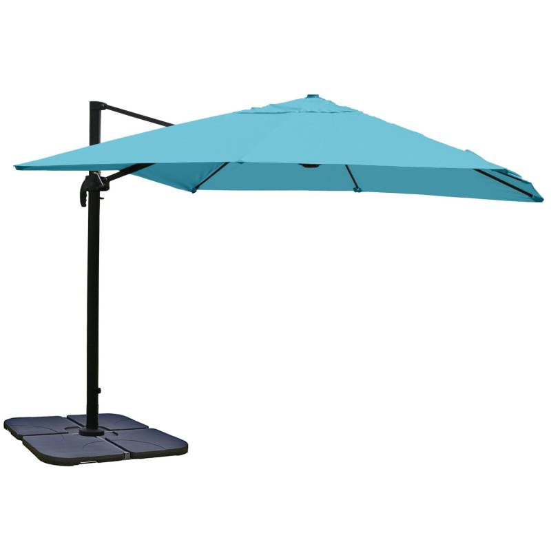 MCW Ampelschirm A96 3x3m Alu Türkis mit Ständer Drehbar von MCW