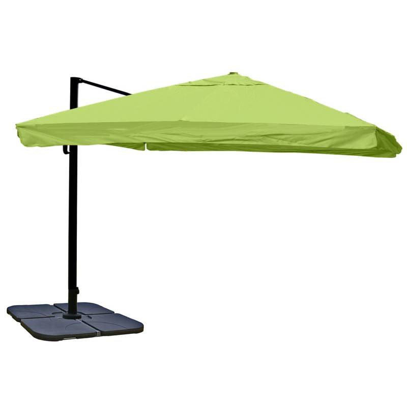 MCW Ampelschirm A96 3x3m Alu Flap Grün mit Ständer Drehbar von MCW