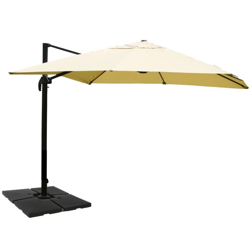 MCW Ampelschirm A96 3x4m Alu Creme mit Ständer Drehbar von MCW
