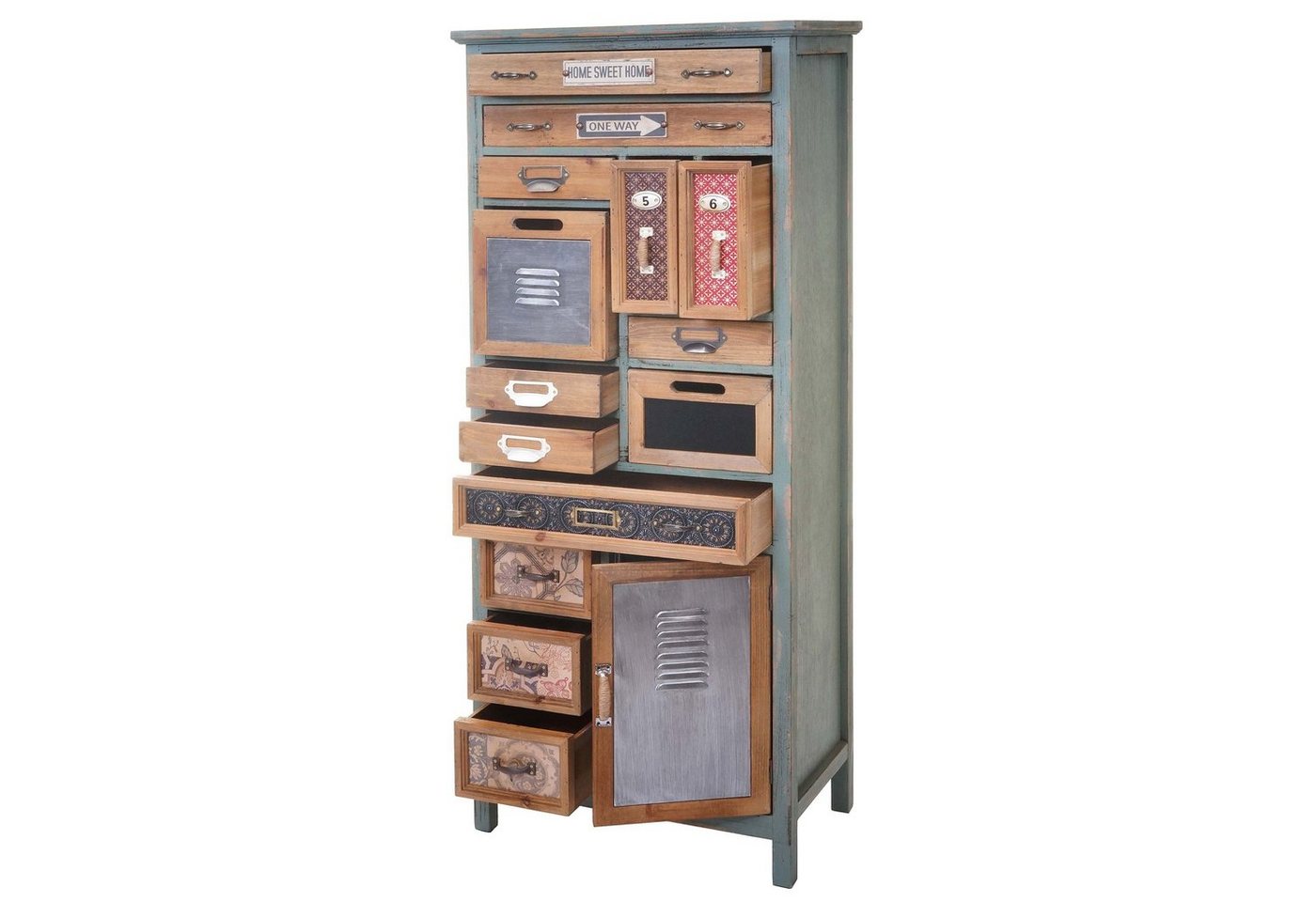 MCW Apothekerschrank MCW-A43-138 14 Schubladen, mit Staufach, Shabby-Look, Inklusive Bodenschoner von MCW