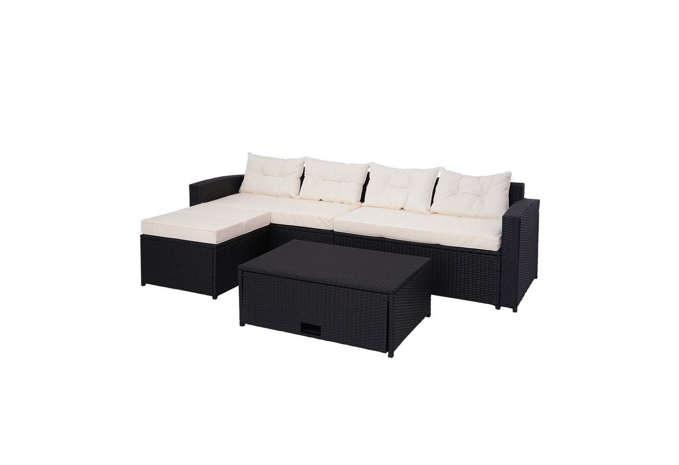 MCW Balkonset MCW-J34, (4-tlg), Tisch inkl. Staufach, Wasserabweisend, Inkl. Sitz- und Rückenpolster von MCW