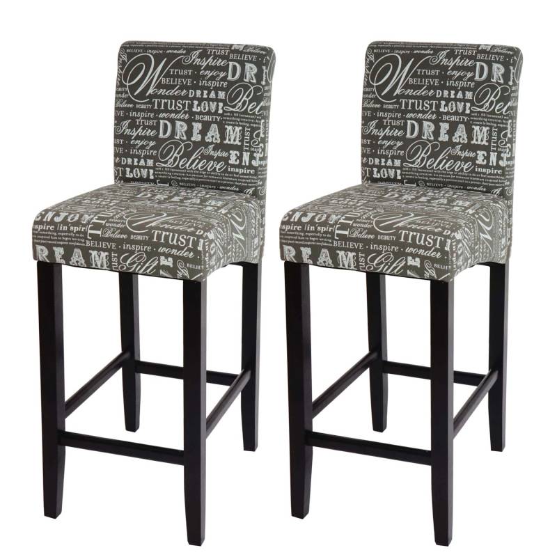MCW Barhocker C33 2er-Set Schriftzug Grau Dunkle Beine Stoff/Textil von MCW