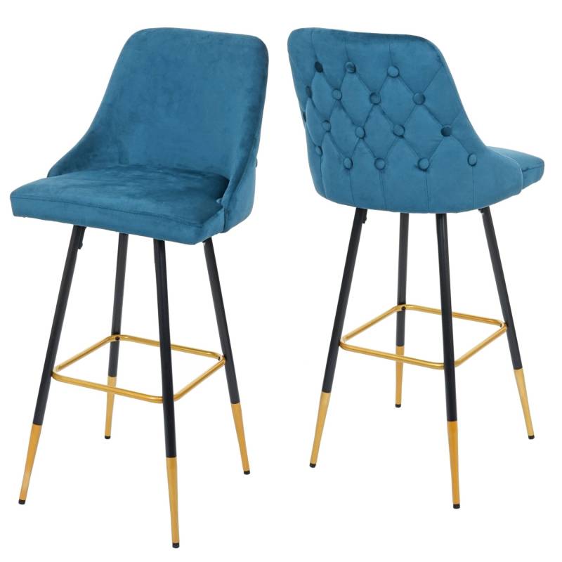 MCW Barhocker E70 2er-Set Samt Petrol-Blau von MCW