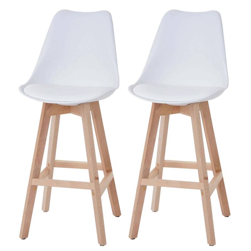 MCW Barhocker Vaasa T501 2er-Set Weiß Sitzfläche Kunstleder Weiß Helle Beine von MCW