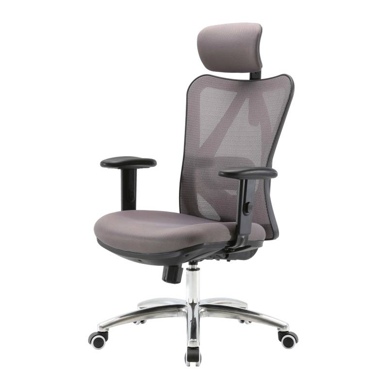 MCW Bürostuhl J86 Schreibtischstuhl Ergonomisch Verstellbare Lordosenstütze 150kg Belastbar ohne Fußstütze Grau von MCW