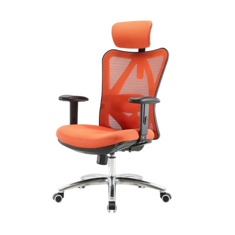 MCW Bürostuhl J86 Schreibtischstuhl Ergonomisch Verstellbare Lordosenstütze 150kg Belastbar ohne Fußstütze Orange von MCW