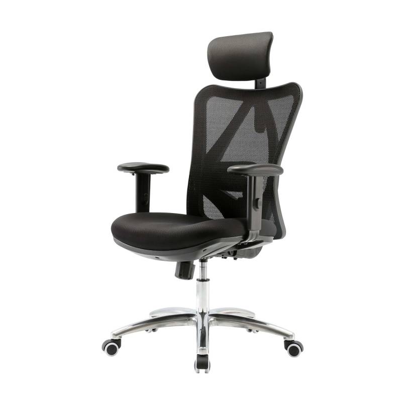 MCW Bürostuhl J86 Schreibtischstuhl Ergonomisch Verstellbare Lordosenstütze 150kg Belastbar ohne Fußstütze Schwarz von MCW