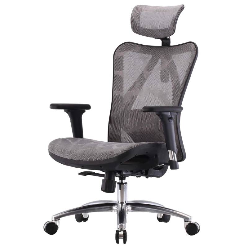 MCW Bürostuhl J87 Schreibtischstuhl Ergonomisch Verstellbare Armlehne 150kg Belastbar Bezug Grau Gestell Schwarz von MCW