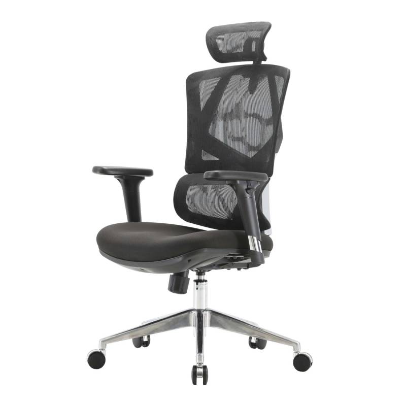 MCW Bürostuhl J89 Schreibtischstuhl Ergonomisch Lordosenstütze Hohe Rückenlehne 3D-Armlehnen Gepolstert Schwarz von MCW