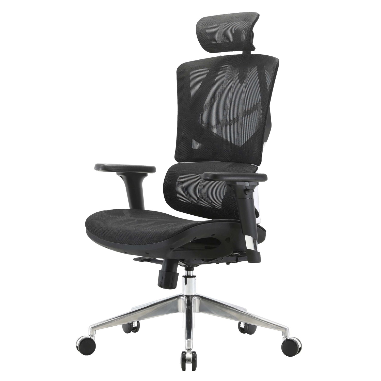 MCW Bürostuhl J89 Schreibtischstuhl Ergonomisch Lordosenstütze Hohe Rückenlehne 3D-Armlehnen Mesh Schwarz von MCW