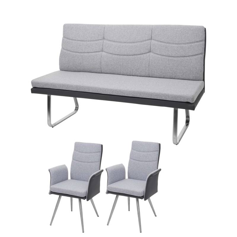 MCW Esszimmer-Set G54 3-teilig Grau Bank 180cm von MCW